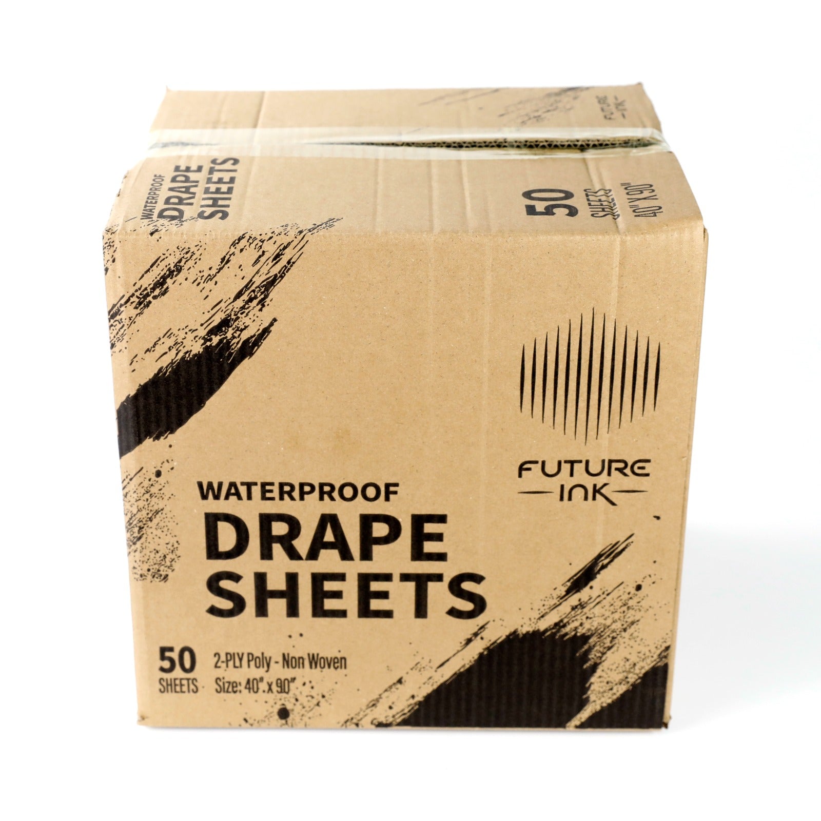 Future Ink Heavy Duty Waterproof Tattoo Bed Drape Sheets, pack of 50, 40" x 90", Black - Front view